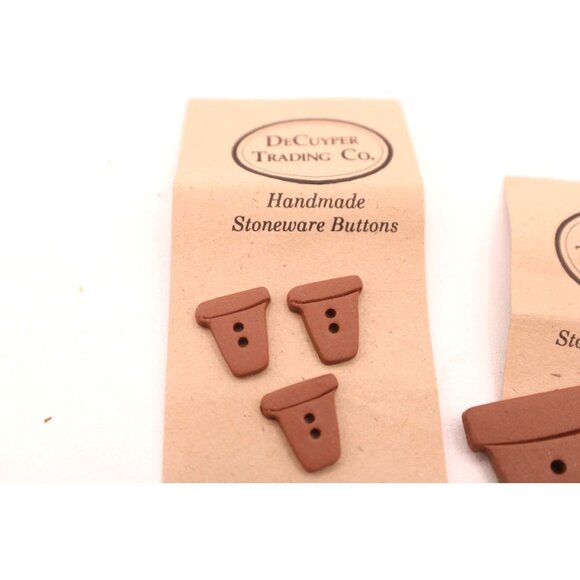 Handmade Stoneware Buttons Brown Terracotta Plant Pot Design By DeCuyper Trading - Picture 3 of 7